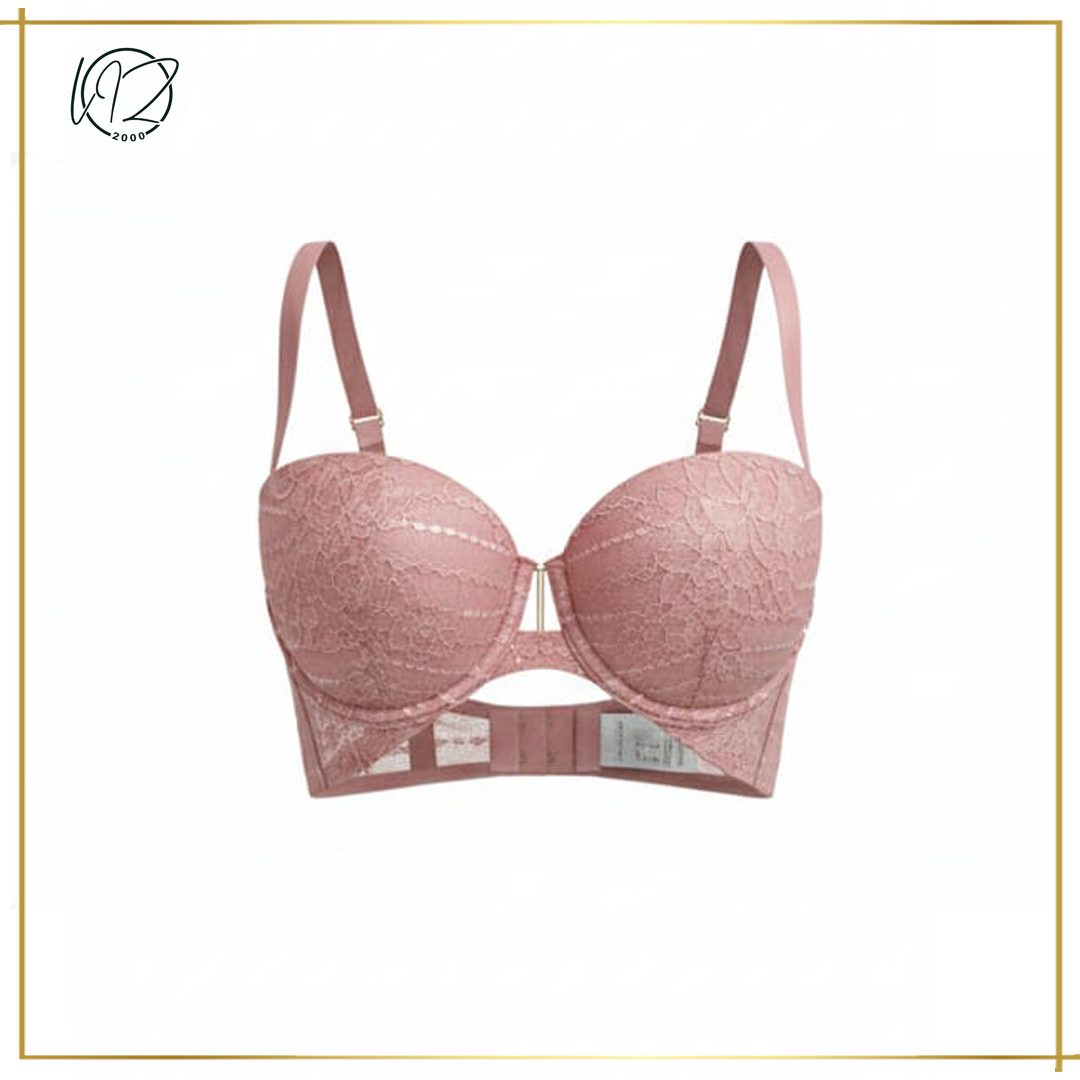 Dusty Rose Lace Push-Up Longline Bra
